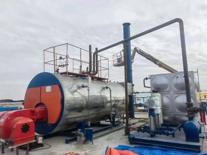 Industrial boiler and process equipment installed on site